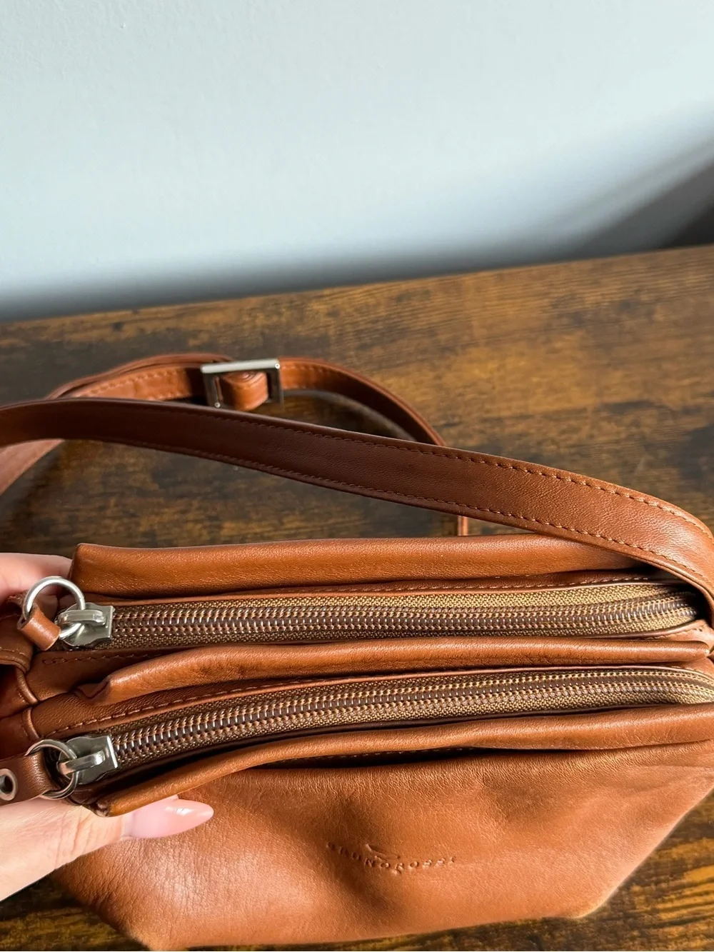 Bruno Rossi Made in Italy Brown Leather Crossbody Handbag Purse Like New